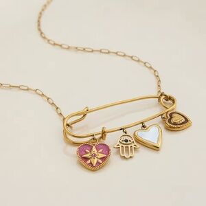 Good Luck & Eternal Love Talisman Necklace – Star, Hamsa & Heart‎ Charms